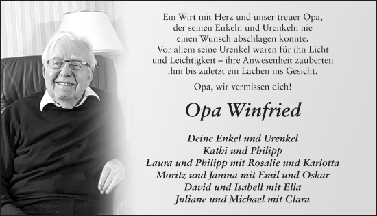 Traueranzeige von Winfried Diegelmann von FZ