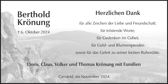 Traueranzeige von Berthold Krönung von FZ