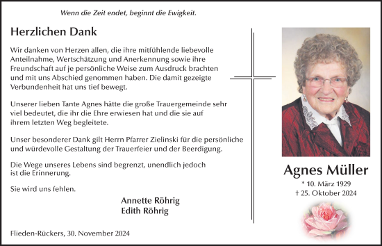 Traueranzeige von Agnes Müller von FZ