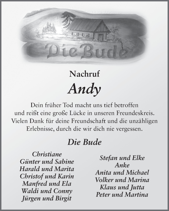 Traueranzeige von Andreas Redding von FZ