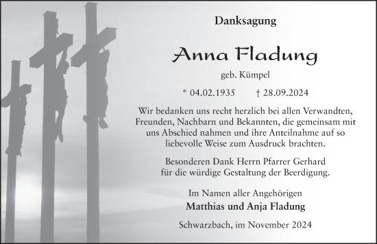 Traueranzeige von Anna Fladung von FZ
