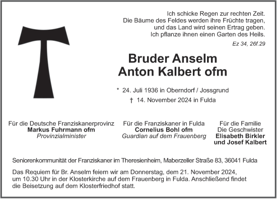 Traueranzeige von Anton Kalbert von FZ