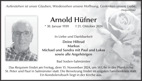 Traueranzeige von Arnold Hüfner von FZ