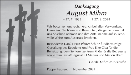 Traueranzeige von August Mihm von FZ