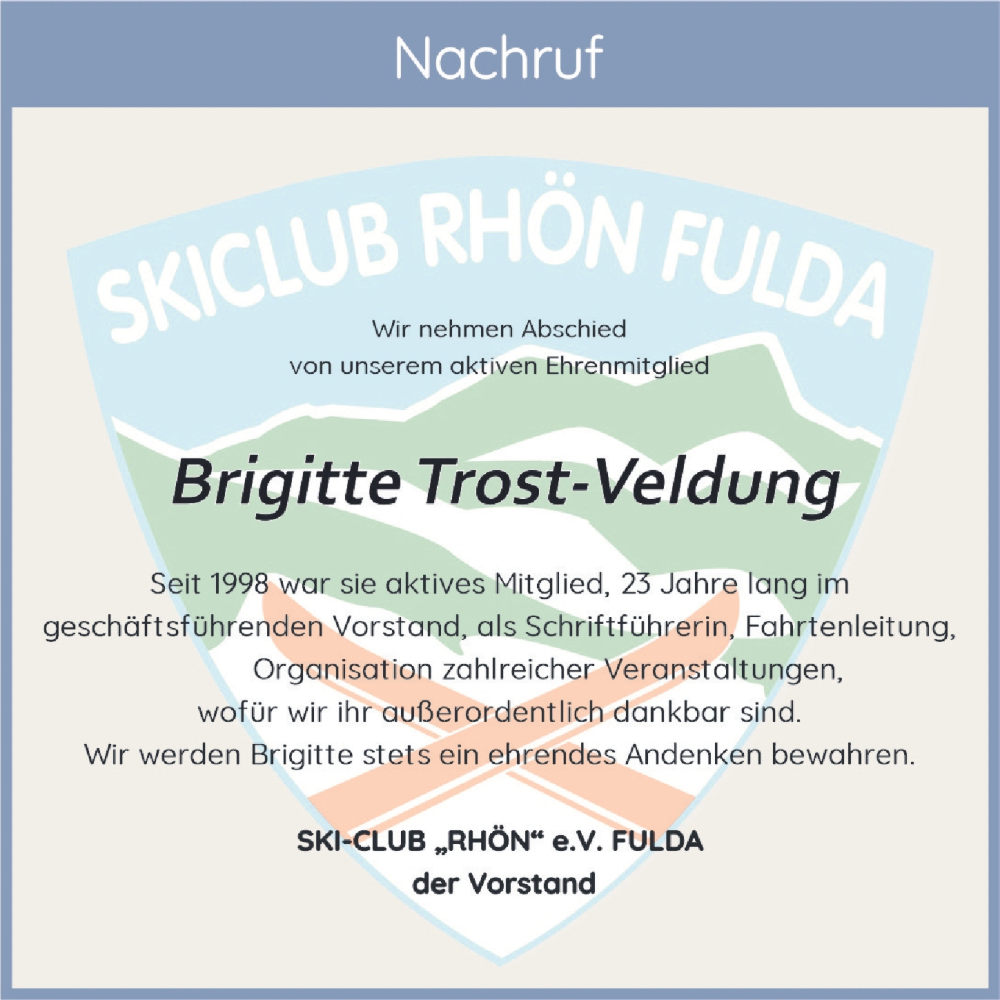  Traueranzeige für Brigitte Trost-Veldung vom 09.11.2024 aus FZ