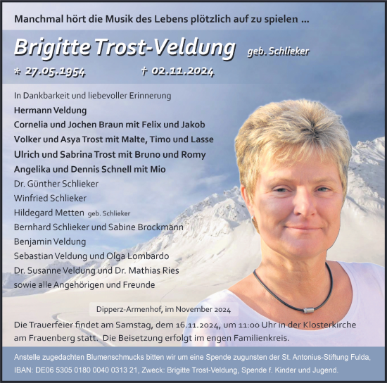 Traueranzeige von Brigitte Trost-Veldung von FZ