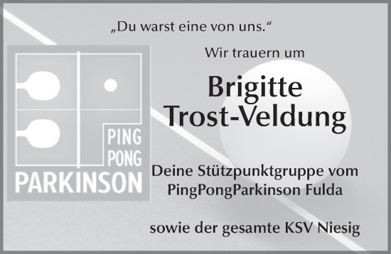 Traueranzeige von Brigitte Trost-Veldung von FZ
