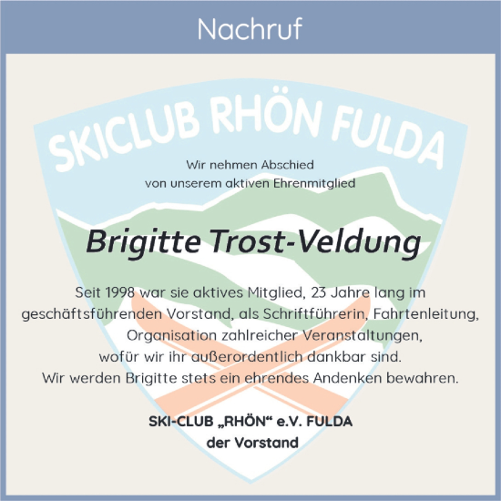 Traueranzeige von Brigitte Trost-Veldung von FZ