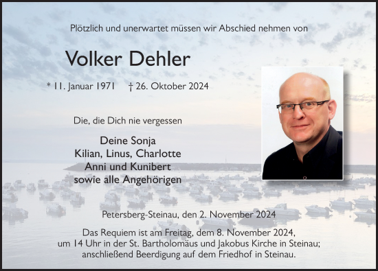 Traueranzeige von Volker Dehler von FZ