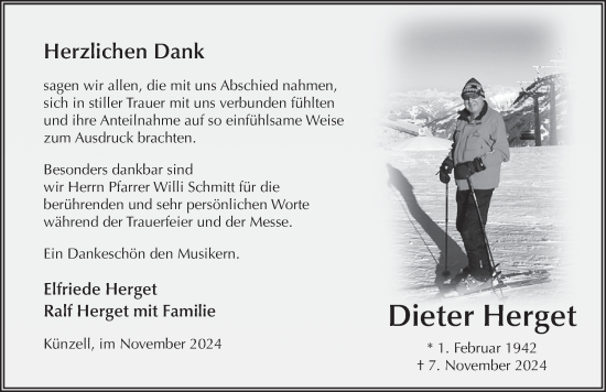 Traueranzeige von Dieter Herget von FZ