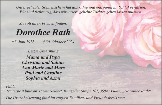 Traueranzeige von Dorothee Rath von FZ