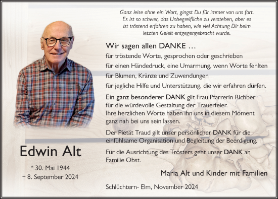 Traueranzeige von Edwin Alt von FZ