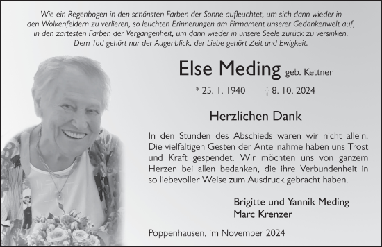 Traueranzeige von Else Meding von FZ