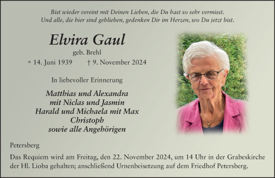 Traueranzeige von Elvira Gaul von FZ
