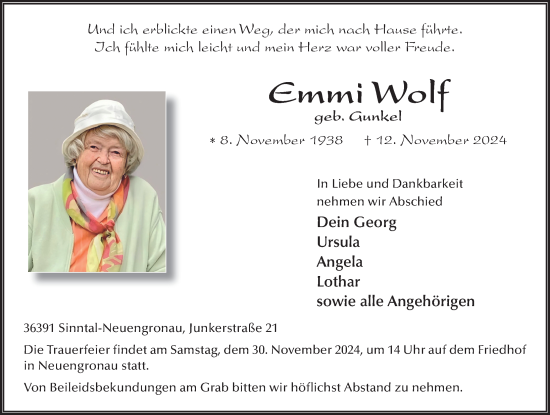 Traueranzeige von Emmi Wolf von FZ
