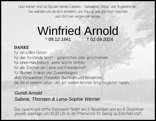 Traueranzeige von Winfried Arnold von FZ