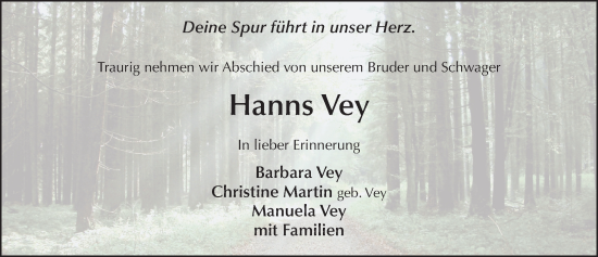 Traueranzeige von Hanns Eberhardt Vey von FZ