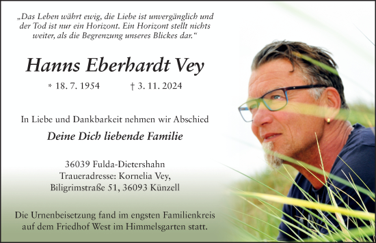 Traueranzeige von Hanns Eberhardt Vey von FZ