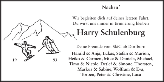 Traueranzeige von Harry Schulenburg von FZ