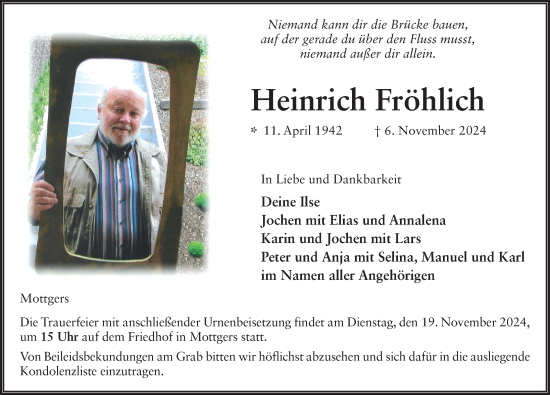 Traueranzeige von Heinrich Fröhlich von FZ