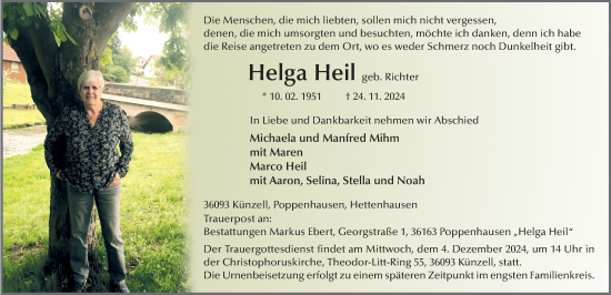 Traueranzeige von Helga Heil von FZ