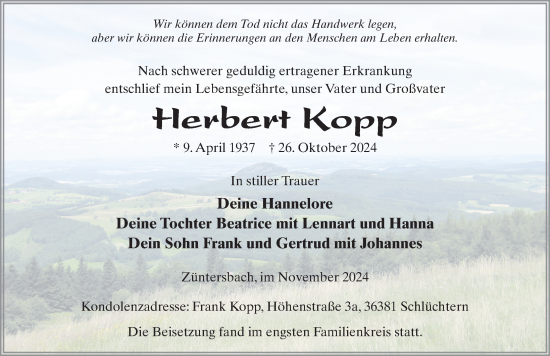 Traueranzeige von Herbert Kopp von FZ
