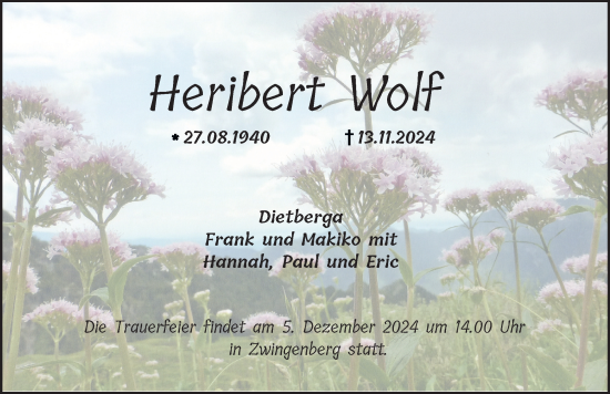 Traueranzeige von Heribert Wolf von FZ