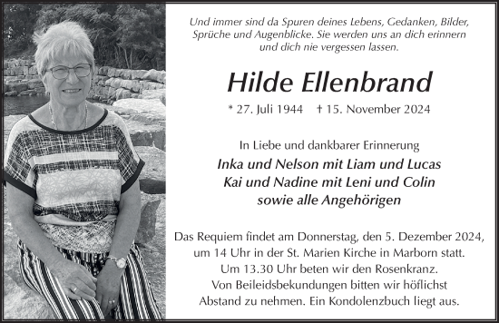 Traueranzeige von Hilde Ellenbrand von FZ