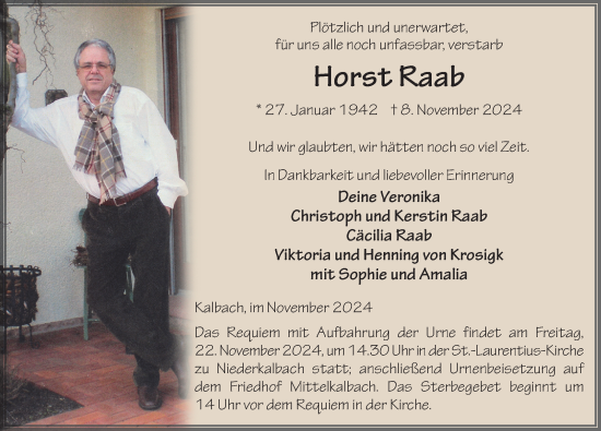 Traueranzeige von Horst Raab von FZ