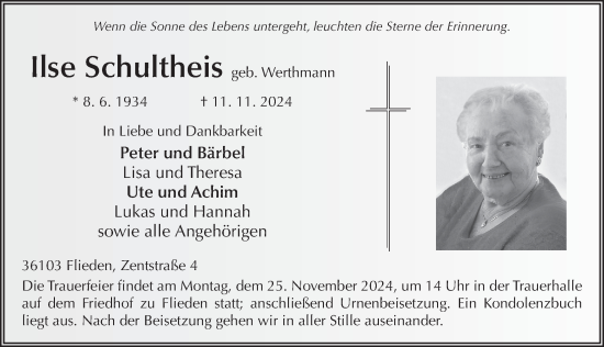 Traueranzeige von Ilse Schultheis von FZ