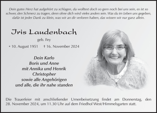 Traueranzeige von Iris Laudenbach von FZ