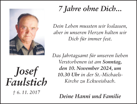 Traueranzeige von Josef Faulstich von FZ