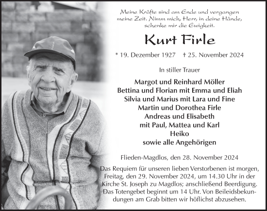 Traueranzeige von Kurt Firle von FZ