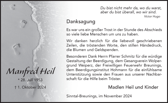 Traueranzeige von Manfred Heil von FZ