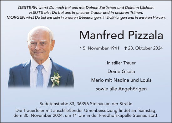 Traueranzeige von Manfred Pizzala von FZ