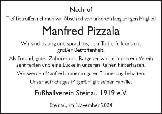 Traueranzeige von Manfred Pizzala von FZ