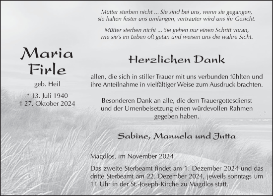 Traueranzeige von Maria Firle von FZ