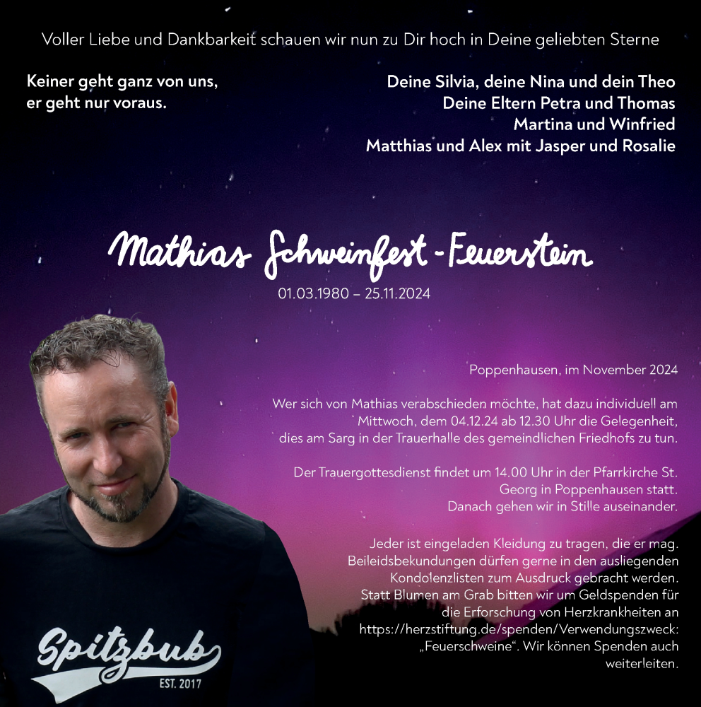  Traueranzeige für Mathias Schweinfest-Feuerstein vom 30.11.2024 aus FZ