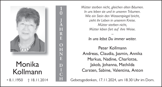 Traueranzeige von Monika Kollmann von FZ