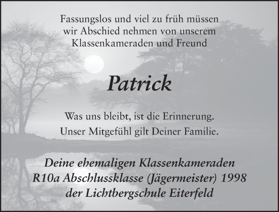 Traueranzeige von Patrick Röder von FZ