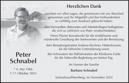 Traueranzeige von Peter Schnabel von FZ