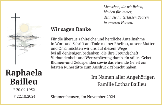 Traueranzeige von Raphaela Bailleu von FZ