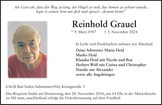 Traueranzeige von Reinhold Grauel von FZ