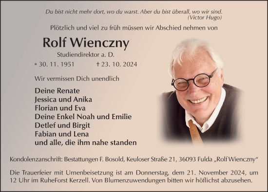 Traueranzeige von Rolf Wienczny von FZ