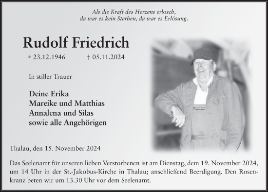 Traueranzeige von Rudolf Friedrich von FZ