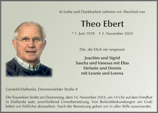 Traueranzeige von Theo Ebert von FZ