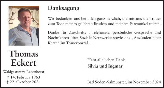 Traueranzeige von Thomas Eckert von FZ