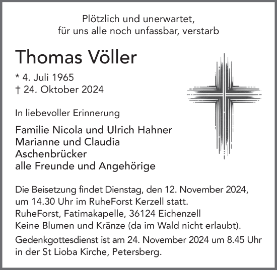 Traueranzeige von Thomas Völler von FZ