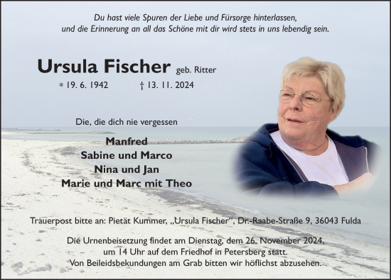 Traueranzeige von Ursula Fischer von FZ