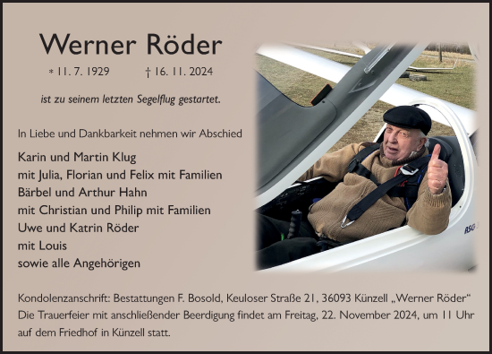 Traueranzeige von Werner Röder von FZ